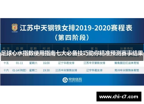 足球心水指数使用指南七大必备技巧助你精准预测赛事结果 足球心水指数使用指南七大必备技巧助你精准预测赛事结果